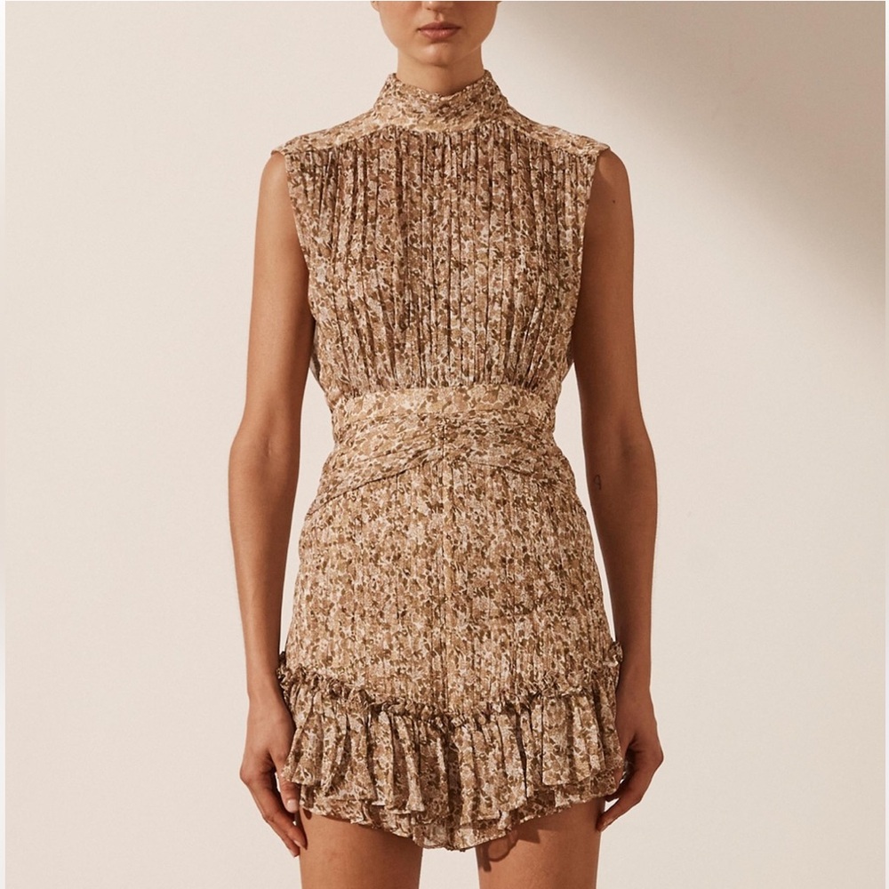 NWT Shona Joy Brown Patterned Mini Dress